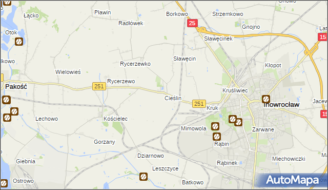 mapa Cieślin gmina Inowrocław, Cieślin gmina Inowrocław na mapie Targeo