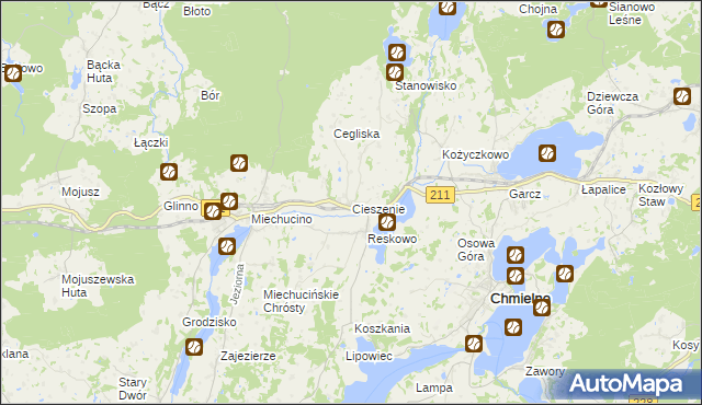 mapa Cieszenie, Cieszenie na mapie Targeo