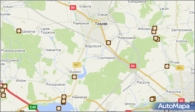 mapa Ciochowice, Ciochowice na mapie Targeo