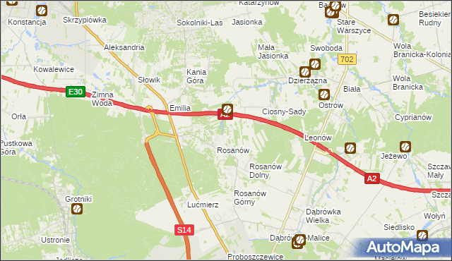 mapa Ciosny gmina Zgierz, Ciosny gmina Zgierz na mapie Targeo