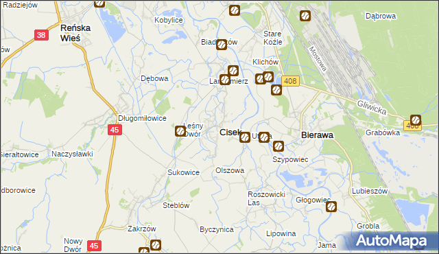 mapa Cisek, Cisek na mapie Targeo