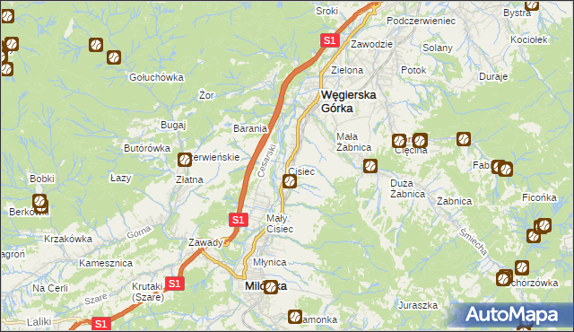 mapa Cisiec, Cisiec na mapie Targeo