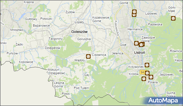 mapa Cisownica, Cisownica na mapie Targeo