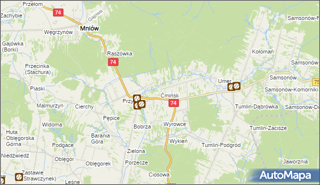 mapa Ćmińsk, Ćmińsk na mapie Targeo