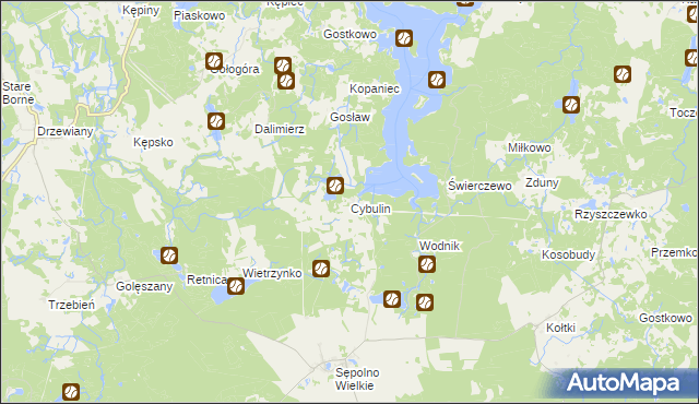 mapa Cybulin gmina Biały Bór, Cybulin gmina Biały Bór na mapie Targeo