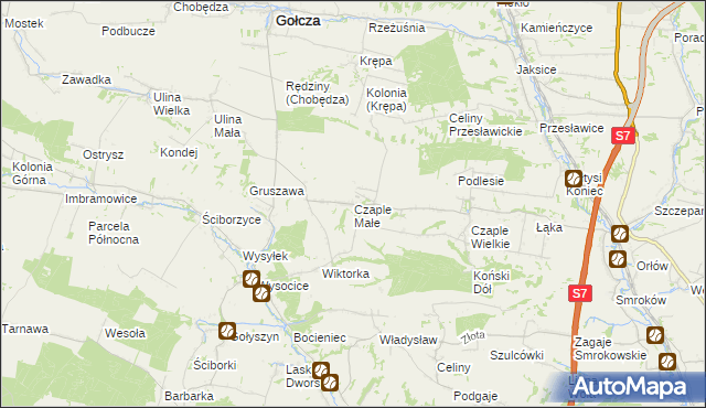 mapa Czaple Małe, Czaple Małe na mapie Targeo