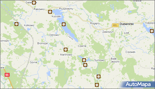 mapa Czarne gmina Dubeninki, Czarne gmina Dubeninki na mapie Targeo