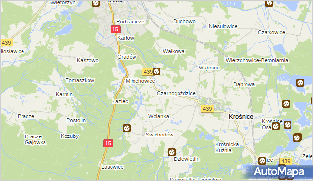 mapa Czarnogoździce, Czarnogoździce na mapie Targeo