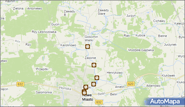 mapa Czarnoty gmina Nowe Miasto, Czarnoty gmina Nowe Miasto na mapie Targeo