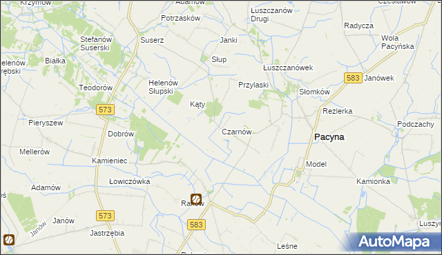 mapa Czarnów gmina Pacyna, Czarnów gmina Pacyna na mapie Targeo