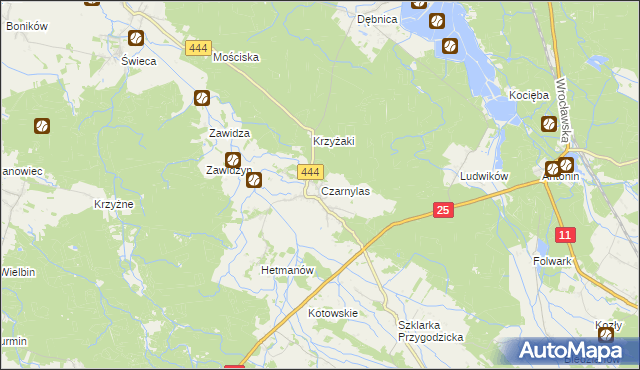 mapa Czarnylas gmina Przygodzice, Czarnylas gmina Przygodzice na mapie Targeo