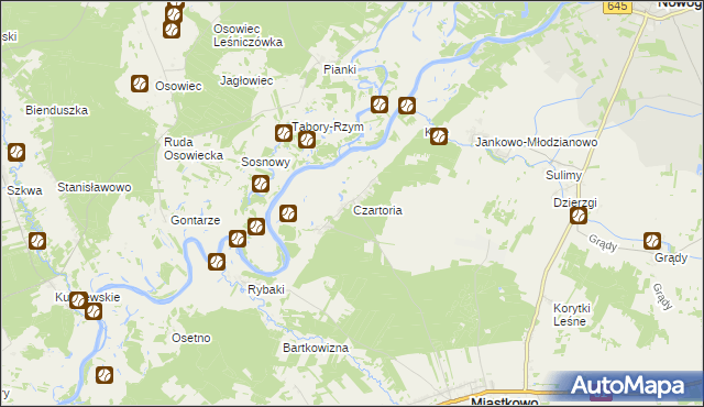 mapa Czartoria gmina Miastkowo, Czartoria gmina Miastkowo na mapie Targeo