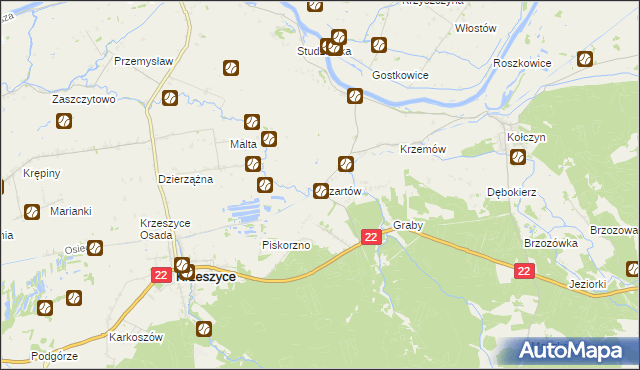 mapa Czartów, Czartów na mapie Targeo