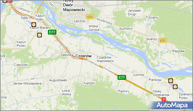 mapa Cząstków Mazowiecki, Cząstków Mazowiecki na mapie Targeo