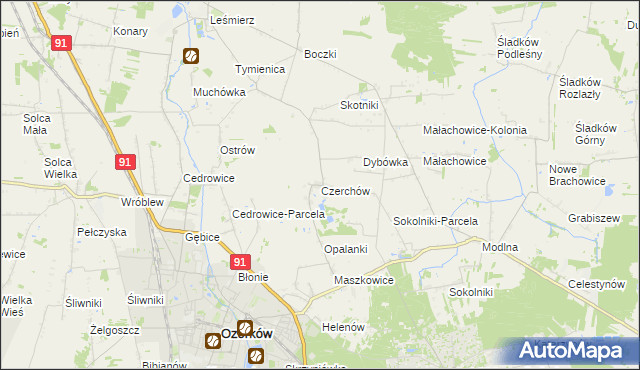 mapa Czerchów, Czerchów na mapie Targeo