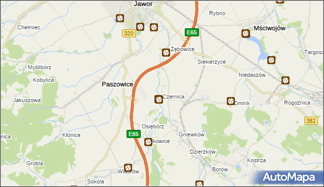 mapa Czernica gmina Dobromierz, Czernica gmina Dobromierz na mapie Targeo