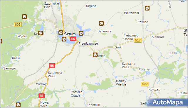 mapa Czernin gmina Sztum, Czernin gmina Sztum na mapie Targeo