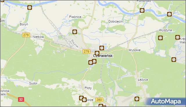 mapa Czerwieńsk, Czerwieńsk na mapie Targeo