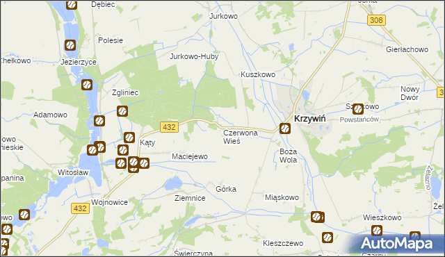 mapa Czerwona Wieś, Czerwona Wieś na mapie Targeo