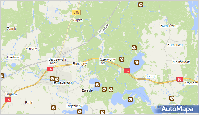 mapa Czerwony Bór gmina Barczewo, Czerwony Bór gmina Barczewo na mapie Targeo