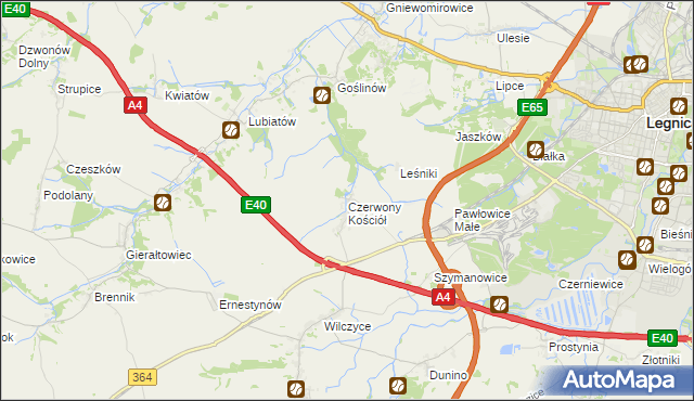 mapa Czerwony Kościół, Czerwony Kościół na mapie Targeo