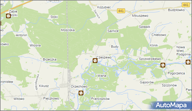 mapa Czeszewo gmina Miłosław, Czeszewo gmina Miłosław na mapie Targeo