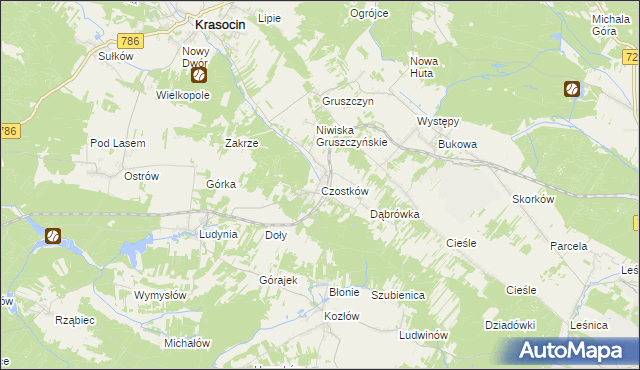 mapa Czostków gmina Krasocin, Czostków gmina Krasocin na mapie Targeo