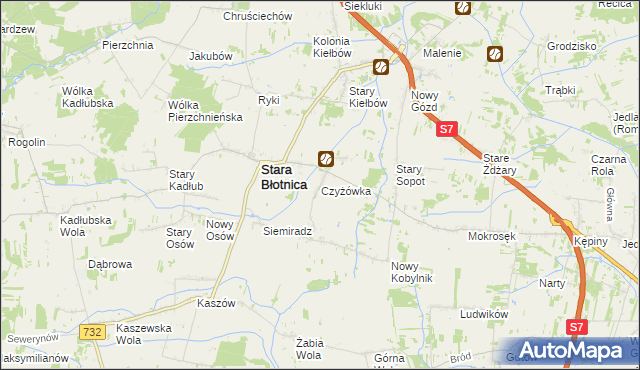 mapa Czyżówka gmina Stara Błotnica, Czyżówka gmina Stara Błotnica na mapie Targeo