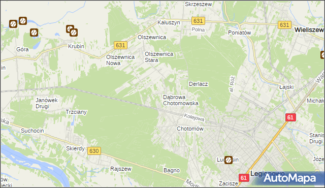 mapa Dąbrowa Chotomowska, Dąbrowa Chotomowska na mapie Targeo