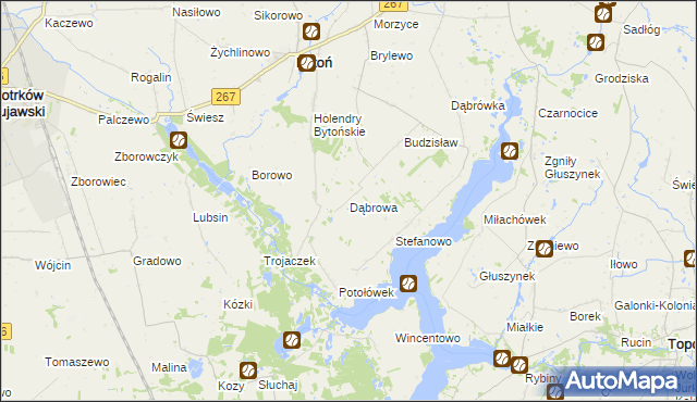 mapa Dąbrowa gmina Bytoń, Dąbrowa gmina Bytoń na mapie Targeo