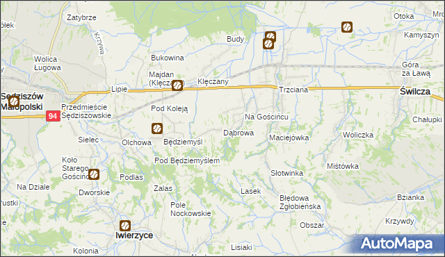 mapa Dąbrowa gmina Świlcza, Dąbrowa gmina Świlcza na mapie Targeo