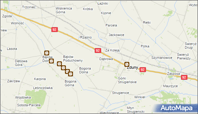 mapa Dąbrowa gmina Zduny, Dąbrowa gmina Zduny na mapie Targeo