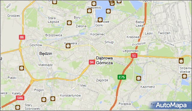 mapa Dąbrowa Górnicza, Dąbrowa Górnicza na mapie Targeo