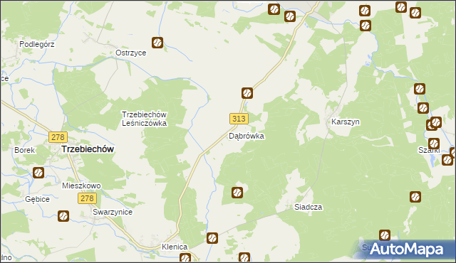 mapa Dąbrówka gmina Kargowa, Dąbrówka gmina Kargowa na mapie Targeo