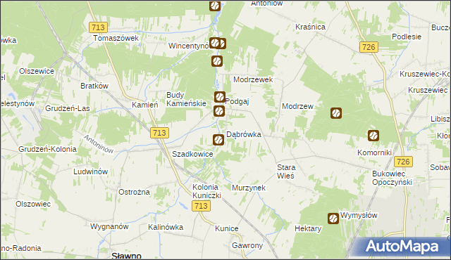 mapa Dąbrówka gmina Sławno, Dąbrówka gmina Sławno na mapie Targeo