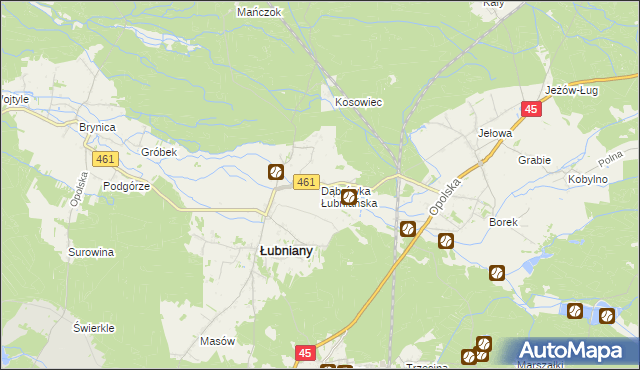 mapa Dąbrówka Łubniańska, Dąbrówka Łubniańska na mapie Targeo