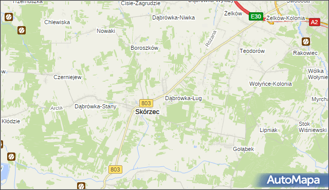 mapa Dąbrówka-Ług, Dąbrówka-Ług na mapie Targeo