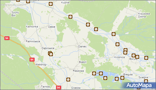 mapa Daniec, Daniec na mapie Targeo