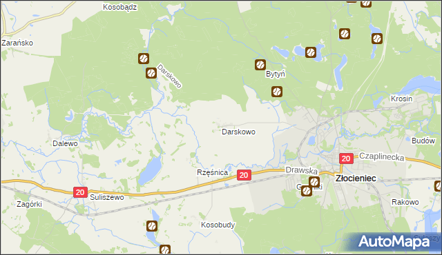 mapa Darskowo gmina Złocieniec, Darskowo gmina Złocieniec na mapie Targeo