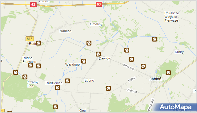 mapa Dawidy gmina Jabłoń, Dawidy gmina Jabłoń na mapie Targeo