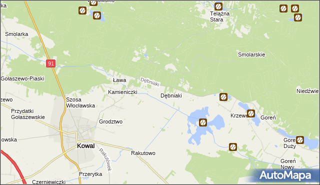 mapa Dębniaki gmina Kowal, Dębniaki gmina Kowal na mapie Targeo