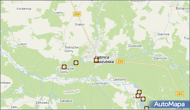 mapa Dębnica Kaszubska, Dębnica Kaszubska na mapie Targeo