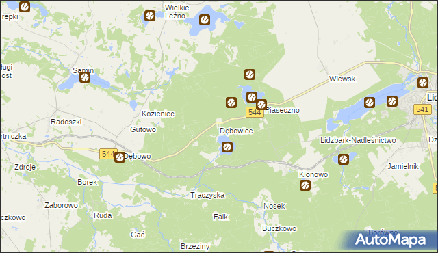 mapa Dębowiec gmina Lidzbark, Dębowiec gmina Lidzbark na mapie Targeo