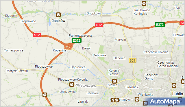 mapa Dębówka gmina Jastków, Dębówka gmina Jastków na mapie Targeo