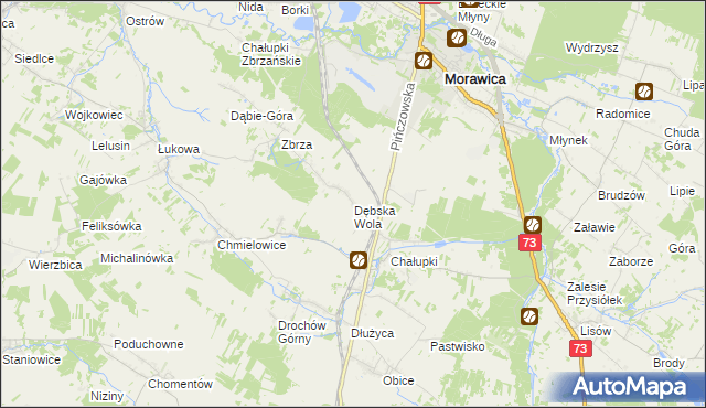 mapa Dębska Wola, Dębska Wola na mapie Targeo