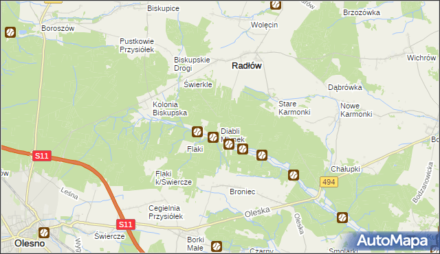 mapa Diabli Młynek, Diabli Młynek na mapie Targeo