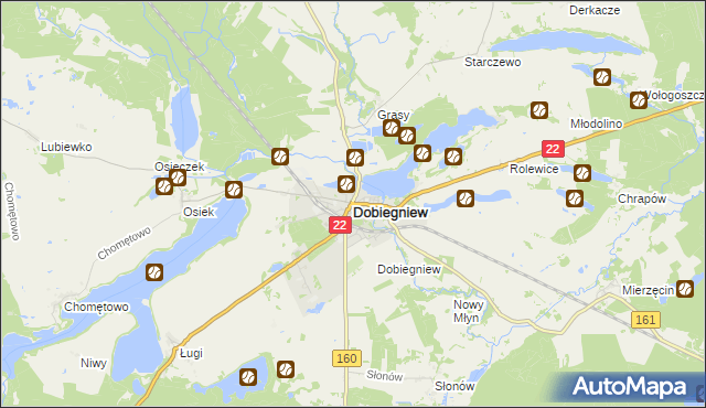 mapa Dobiegniew powiat strzelecko-drezdenecki, Dobiegniew powiat strzelecko-drezdenecki na mapie Targeo