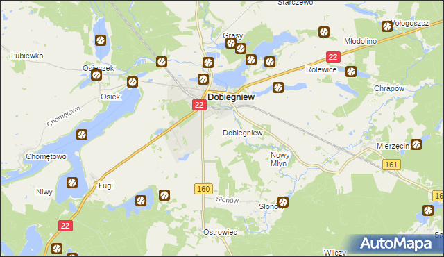 mapa Dobiegniew powiat strzelecko-drezdenecki, Dobiegniew powiat strzelecko-drezdenecki na mapie Targeo