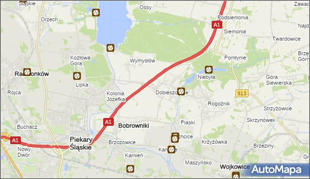 mapa Dobieszowice gmina Bobrowniki, Dobieszowice gmina Bobrowniki na mapie Targeo