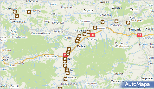 mapa Dobra powiat limanowski, Dobra powiat limanowski na mapie Targeo